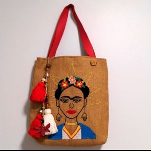 Frida Kahlo Handmade handbag Made in Mexico. Aztec inspired embroidery